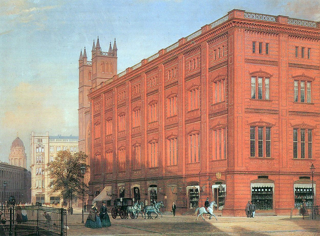 Eduard Gaertner : Schinkels Bauakademie, Gemälde von 1868 (Bild: Wikipedia, Zeno.org ID number 20004023463)