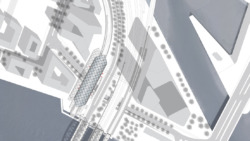 Lageplan der U-Bahnstation der U4 an der Zweibrückenstraße zwischen Billhafen und Norderelbe (© gmp, Hamburg)