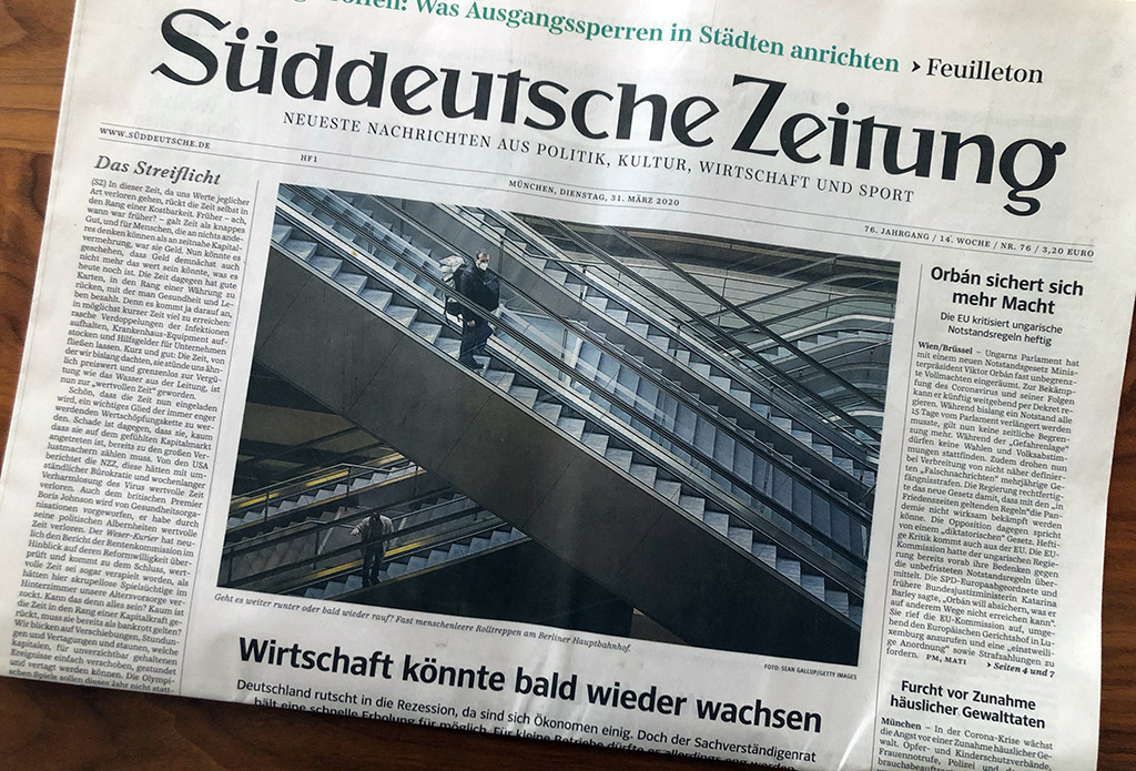 Die "Süddeutsche" vom heutigen Tag (31.3.2020): Frohe Botschaft vom baldigen, 2021 sogar ungewöhnlich hohen Wirtschaftswachstum. Damit wird alles gut?