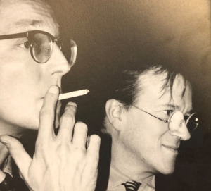 Michael Mönninger (damals FAZ) und Christoph Mäckler (damals noch nicht im Buisiness, sondern Entwerfer von peotisch gekrönten Hochhäusern am Rand der Frankfurter Innenstadt (Bild: Aedes)