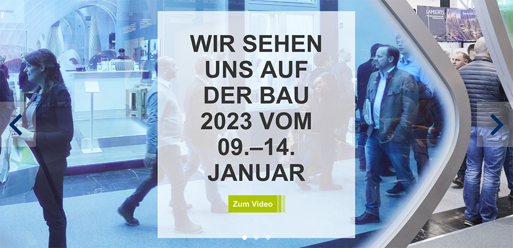 Die BAU blickt voraus aufs Jahr 2023 (Bild: BAU, https://bau-muenchen.com/de/)