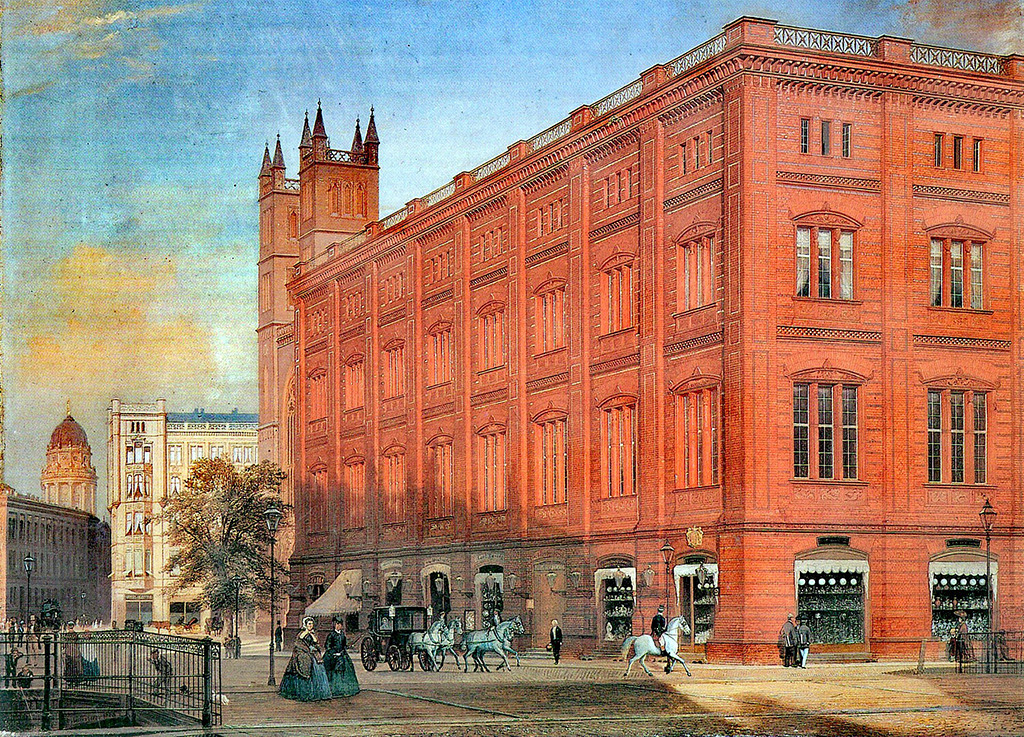 Darstellung der Bauakademie von Eduard Gaertner, 1868 (Wikimedia gemeinfrei)