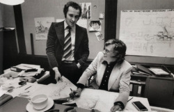 Volkwin Marg und Meinhard von Gerkan in ihrem Büro 1978
