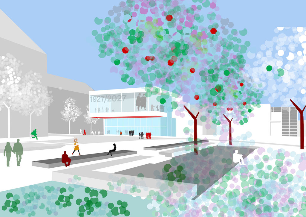 Visualisierung des Empfangs- und Besucherzentrums (Entwurf: Schmutz & Partner mit Scala und Pfrommer + Roeder, alle Stuttgart)