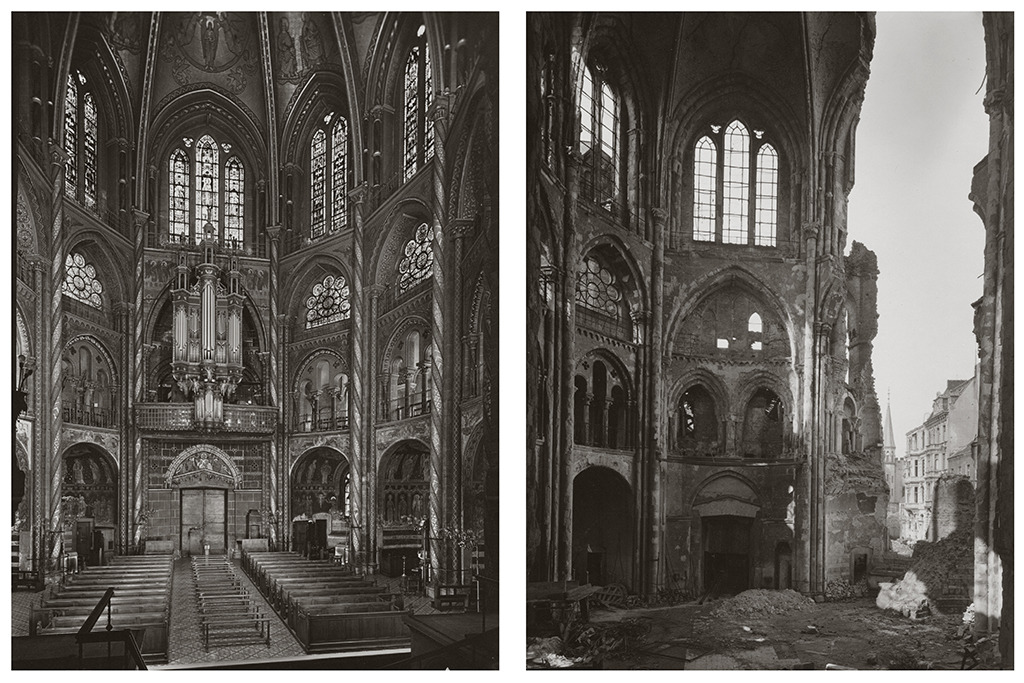 Karl Hugo Schmölz_Diptychon_St. Gereon Innen, Köln vor dem Krieg, Abzug von 1947, Vintage Print, 22,5 x 16,9 cm