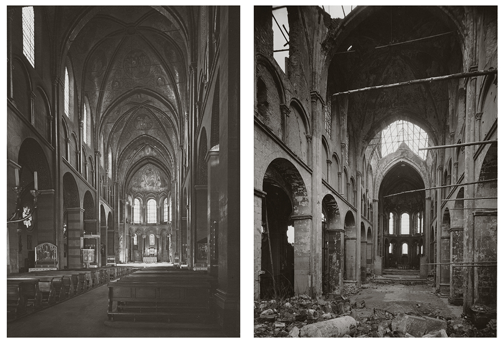 St. Kunibert, innen, vor und nach dem Krieg Karl Hugo Schmölz_