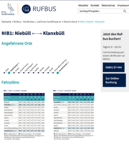 Rufbus NIB 1, Fahrpläne