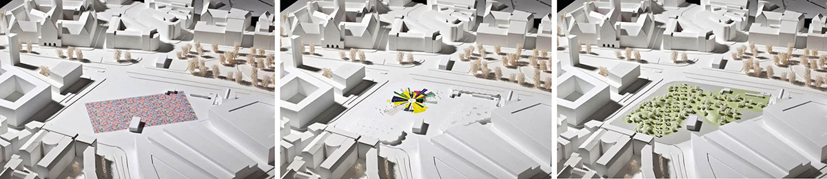 Die Preisträger zum Wettbewerb 2012, von links: 1. Preis, M + M, Marc Weis, Martin de Mattia, München; Annabau Architektur und Landschaft, Sofia Petersson und Moritz Schloten, Berlin 2. Preis: realities: united, Studio for art and architecture, Jan Edler und Tim Edler, Berlin mit Schlaich Bergermann und Partner Beratende Ingenieure, Berlin; Prozessagenten Susanne Jaschko, Berlin und Belgrad Creative 3. Preis: 'Herbstgarten'' von Anna Dilengite, Tina Bara, Alba d’Urbano, Leipzig