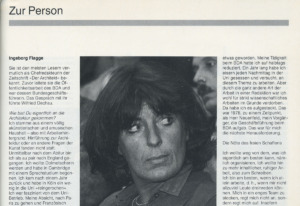 In der db 11/1990 wurde Ingeborg Flagge "Zur Person" vorgestellt. Das Gespräch, in dem offen über Architekturkritik, Frauen, Unabhängigkeit und die freie Existenz geht, finden Sie vollständig >>> hier.