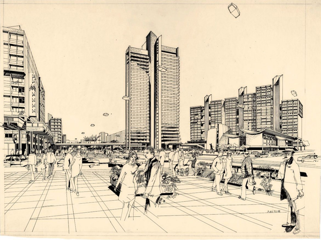 Die ZE4 Architektengruppe aus Dresden entwarf 1968 ein Wohnhochhaus für Leipzig. (Copyright: Günter Reiss)