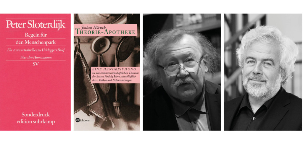 Peter Sloterdijk, 2024 (Bild: Amrei Marie, wikifree) und Jochen Hörisch (Bild: Uni Mannheim, wikifree)