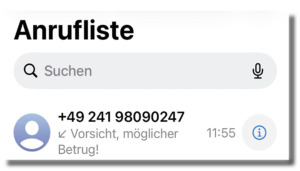 Anrufliste der Autorin